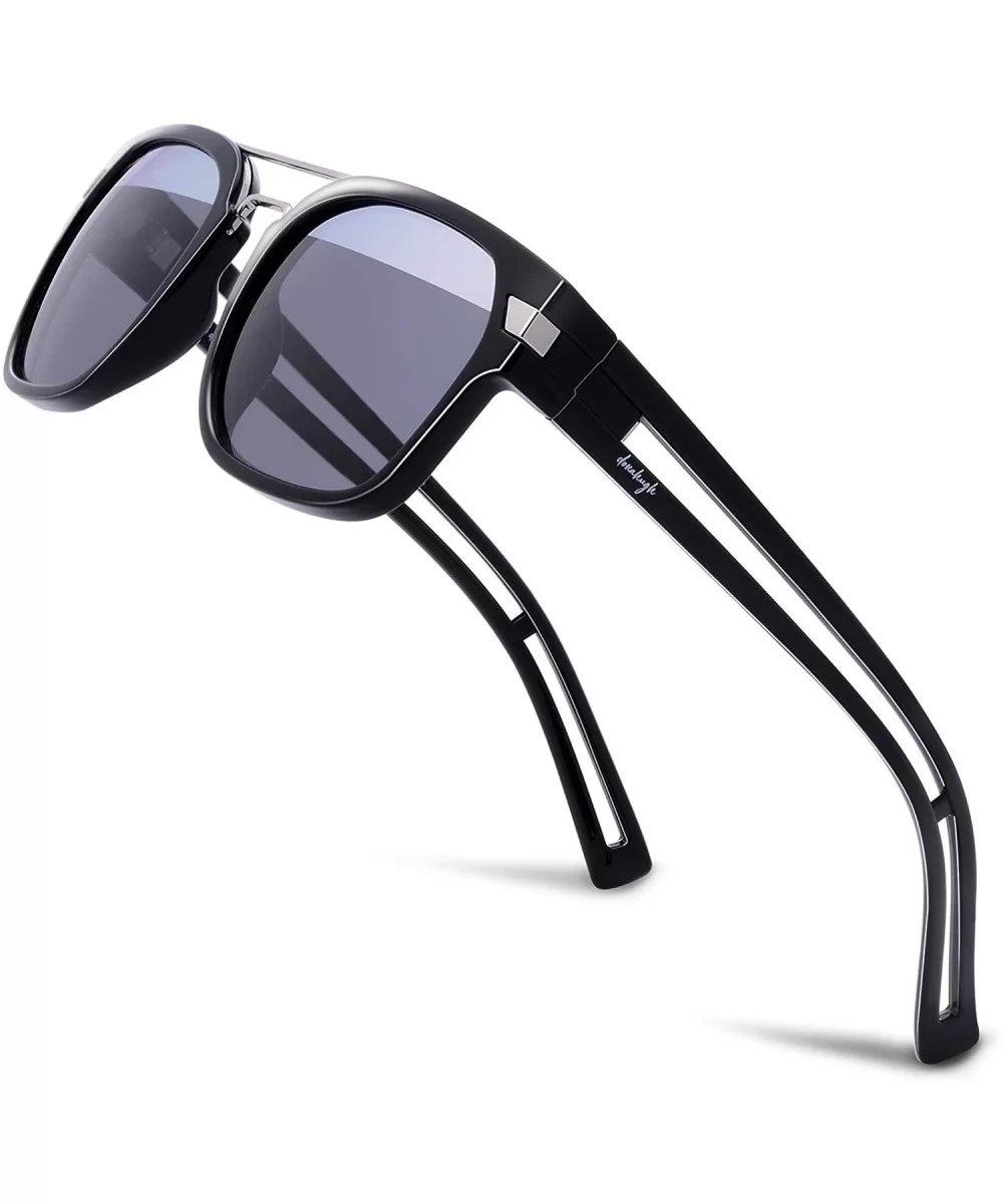 Designer Sunglasses For Men Women Fashion Polarized Retro Sun Glasses - Black - CG18NZEXITC $80.12 Aviator