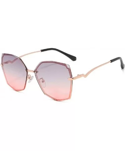 Women's Fashion Oversizeed Sunglasses Square Frameless Gradient Glasses UV400 - Pink - CU199MOEXYI $16.43 Oversized