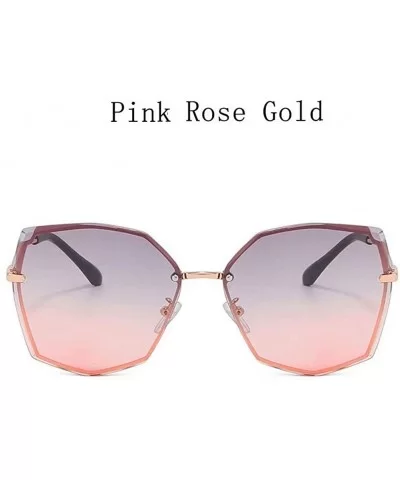 Women's Fashion Oversizeed Sunglasses Square Frameless Gradient Glasses UV400 - Pink - CU199MOEXYI $16.43 Oversized