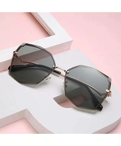 Women's Fashion Oversizeed Sunglasses Square Frameless Gradient Glasses UV400 - Pink - CU199MOEXYI $16.43 Oversized