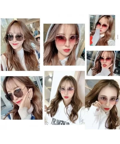 Women's Fashion Oversizeed Sunglasses Square Frameless Gradient Glasses UV400 - Pink - CU199MOEXYI $16.43 Oversized