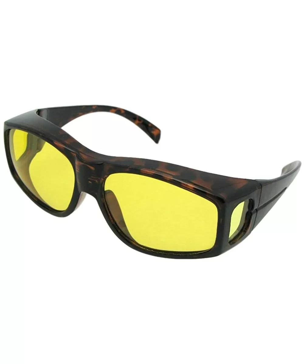 Large Polarized Wrap Around Fit Over Sunglasses F18 - Tortoise Frame-lite Yellow Lenses - CP186TNLOZ3 $26.55 Wrap