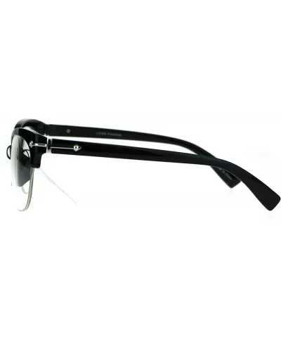 Fashion Half Rim Womens Cat Eye Clear Lens Horned Glasses - Black Silver - CO182GWTK3G $13.95 Cat Eye