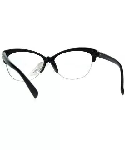 Fashion Half Rim Womens Cat Eye Clear Lens Horned Glasses - Black Silver - CO182GWTK3G $13.95 Cat Eye