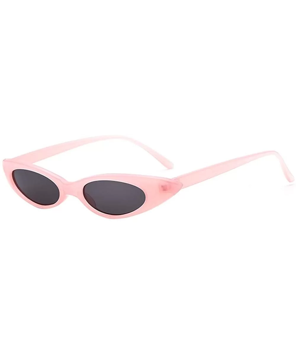 Cat Eyes Sunglasses for Women - Vintage Oval Round Cat eye Sunglasses Goggle - Pink/Grey - C318GH37GNW $13.84 Oval