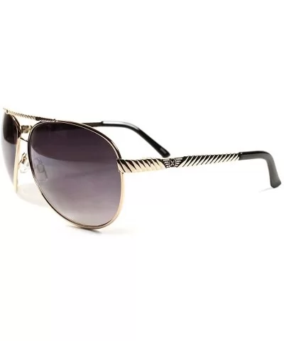 Stylish Classic Upscale High-End Mens Womens Air Force Style Sunglasses - Gold - CM18XHYC32M $14.12 Aviator