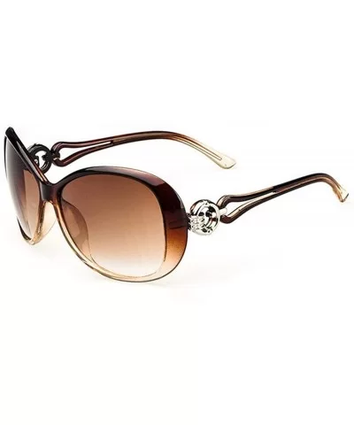 Women Fashion Oval Shape UV400 Framed Sunglasses Sunglasses - Coffee - CN196E0K5AD $25.23 Oval