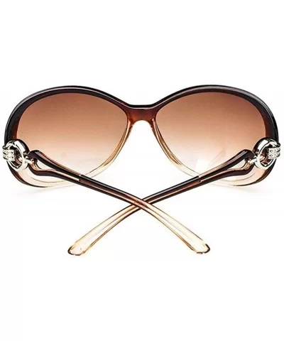 Women Fashion Oval Shape UV400 Framed Sunglasses Sunglasses - Coffee - CN196E0K5AD $25.23 Oval