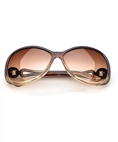 Women Fashion Oval Shape UV400 Framed Sunglasses Sunglasses - Coffee - CN196E0K5AD $25.23 Oval