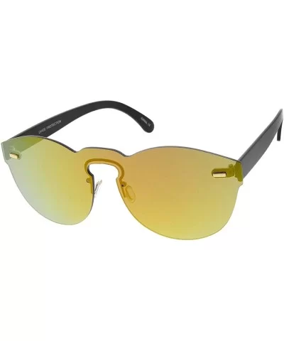 Futuristic Rimless Mono Flat Lens Horn Rimmed Shield Sunglasses 73mm - Black / Magenta Mirror - CB12JP6GB3B $14.81 Rimless