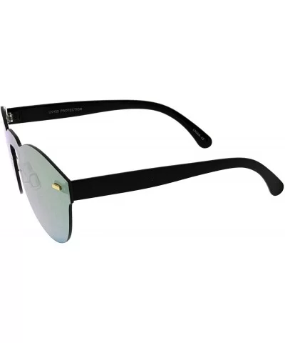 Futuristic Rimless Mono Flat Lens Horn Rimmed Shield Sunglasses 73mm - Black / Magenta Mirror - CB12JP6GB3B $14.81 Rimless