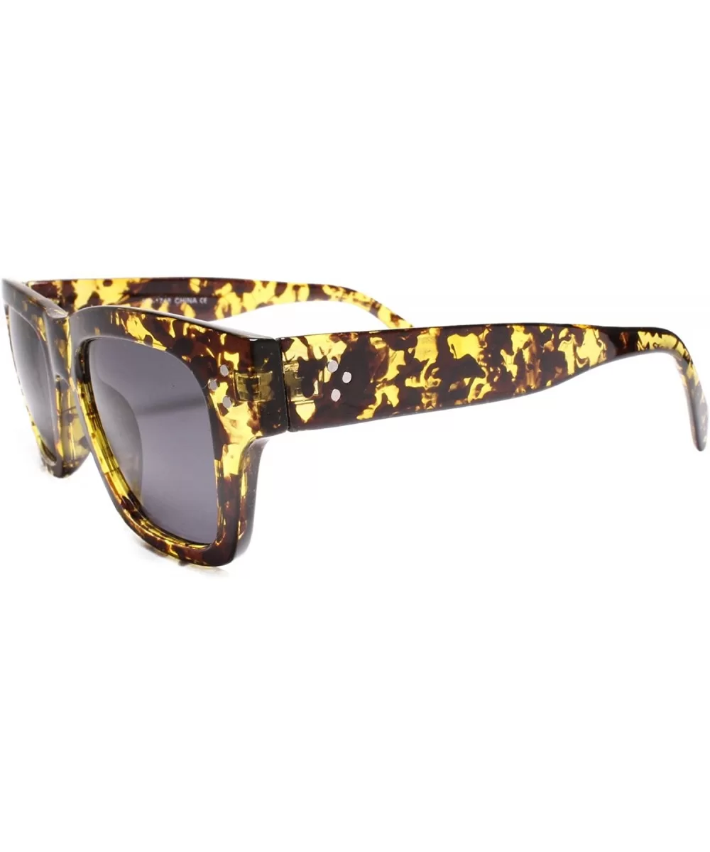 Designer Swag Hip Hop Mens Womens Horn Rimmed Rectangle Sunglassese - CI18URIKHK5 $17.10 Rectangular