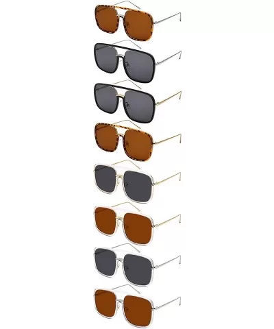 Men Women Sleek Classic Square Plastic Sunnies w/Flat Lens E3102 - Solid Lens-totorise+silver Frame/Brown - C1188AM6INO $12.9...