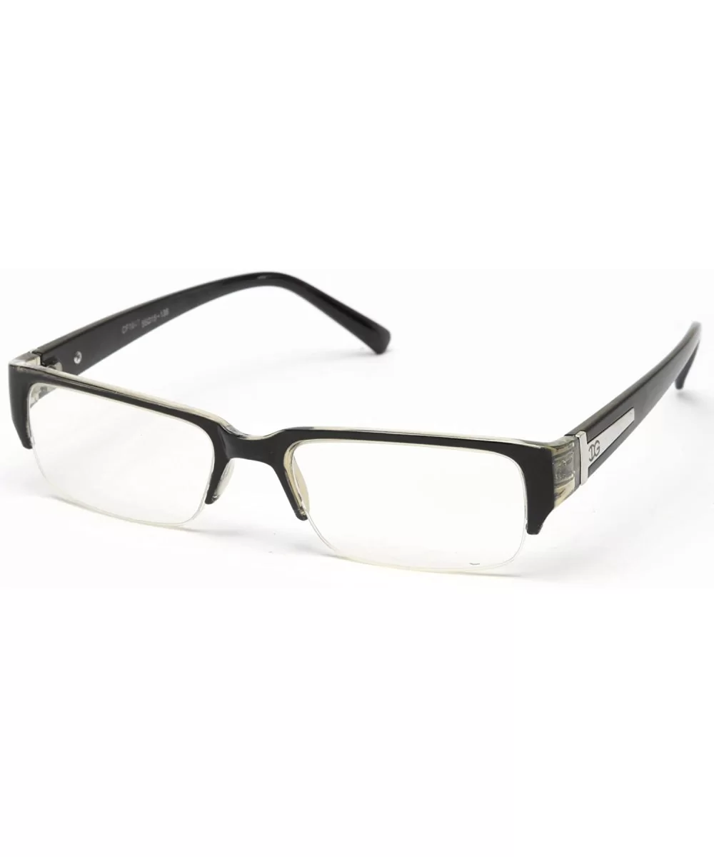 Unisex Clear Lens Sleek Half Frame Slim Temple Fashion Glasses - 1841 Black/Grey - C611T161OH9 $12.03 Square