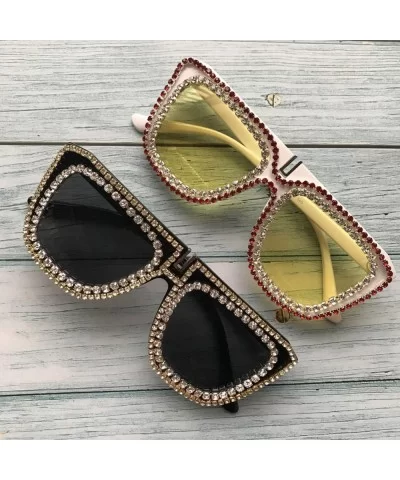 Big Men Sunglasses Square Shape Diamond Sun Glasses UV400 Oversized Nigt Vision Lens Eyeglass Oculos De Sol - CP197Y6W44N $28...