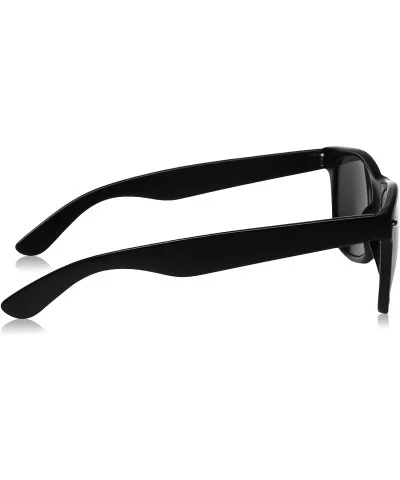 8025 Retro Matte Black Horned Rim Flash Colored Lens Sunglasses- Black Mirror- 50mm - CB11EEVJU0J $12.92 Semi-rimless