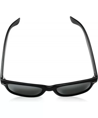 8025 Retro Matte Black Horned Rim Flash Colored Lens Sunglasses- Black Mirror- 50mm - CB11EEVJU0J $12.92 Semi-rimless