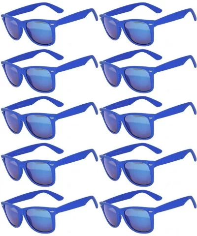 Wholesale of 10 Pairs Mirror Reflective Colored Lens Sunglasses Horn Rimmed Style - 10_pairs_mirr_dark_blue - C412NRKM5Z4 $43...