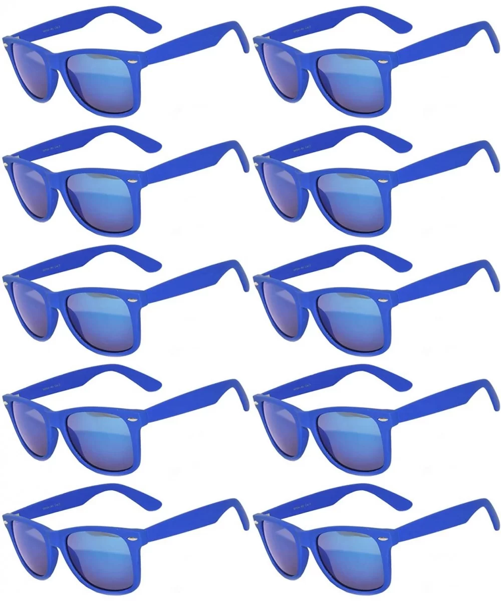 Wholesale of 10 Pairs Mirror Reflective Colored Lens Sunglasses Horn Rimmed Style - 10_pairs_mirr_dark_blue - C412NRKM5Z4 $43...