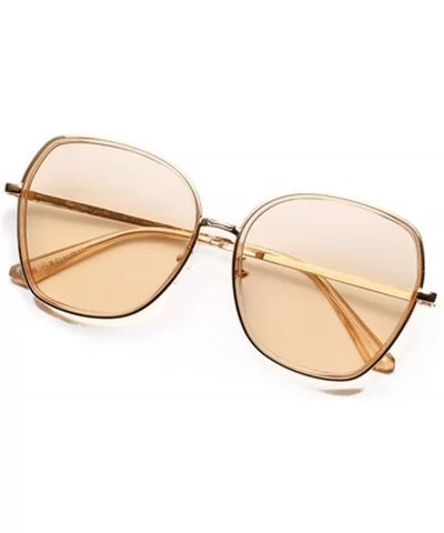 Women Retro Classic Square Oversized Polarized Sunglasses Men Polygon Sun Glasses Vintage Metal Frame Eyewear - 3 - CK198ZOEY...