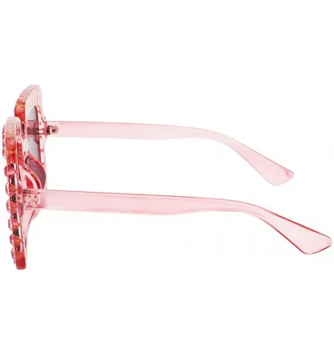 ROYAL GIRL Elton Square Rhinestone Sunglasses Oversized Diamond Bling Bling Glasses - Pink Mirrored Lens - CC188G9ZCI2 $18.41...