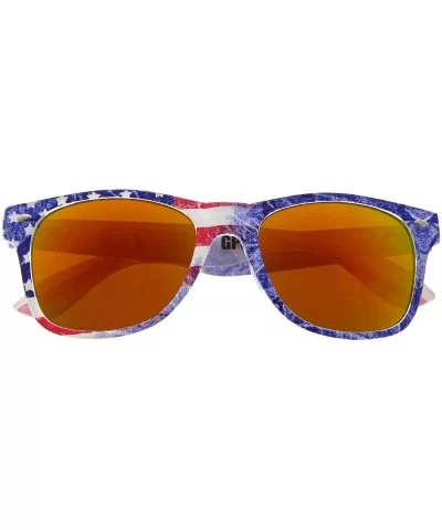 Limited Edition"Arctic Denim" American Flag Mirror Sunglasses - Red - C611VP712MJ $11.83 Oversized