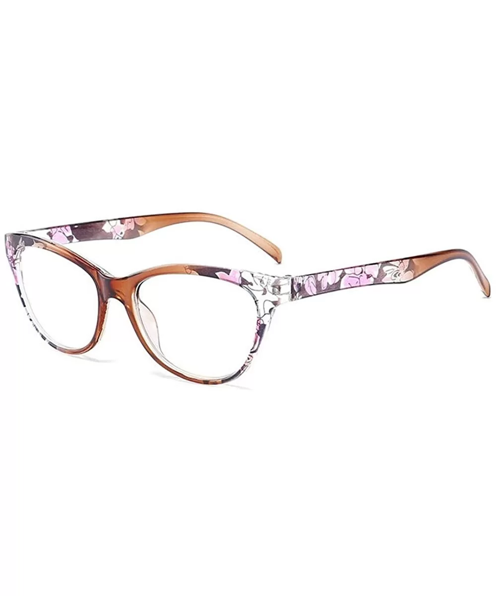 2018 Vintage Sexy cat Reading Glasses Womens Oversized Anti-UV Fashion Flower Eyewear - Brown - C51899KYY20 $13.26 Cat Eye