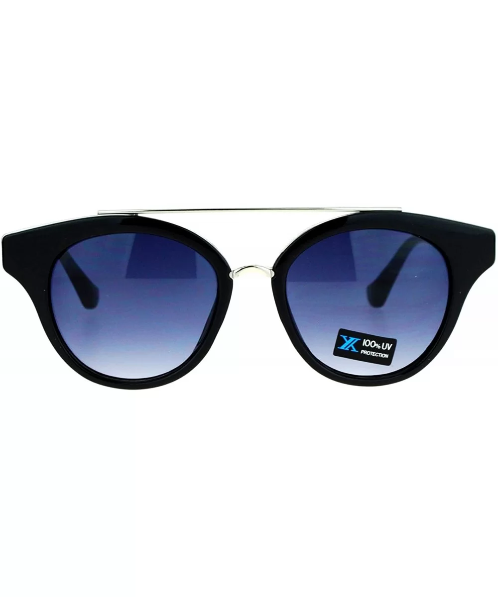 Double Metal Bridge Cat Eye Horn Rim Sunglasses - Black - CR12IVI5HGV $12.05 Cat Eye