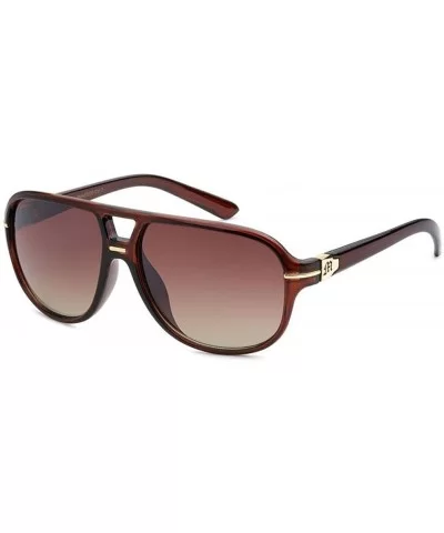 Flat-Top Aviator Sunglasses - Brown/Gold - CI18DNMW6K2 $12.96 Aviator