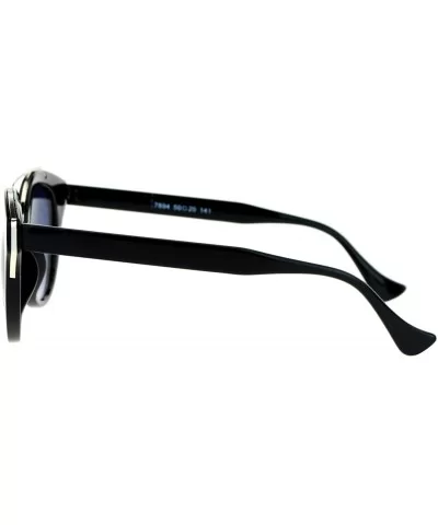 Double Metal Bridge Cat Eye Horn Rim Sunglasses - Black - CR12IVI5HGV $12.05 Cat Eye