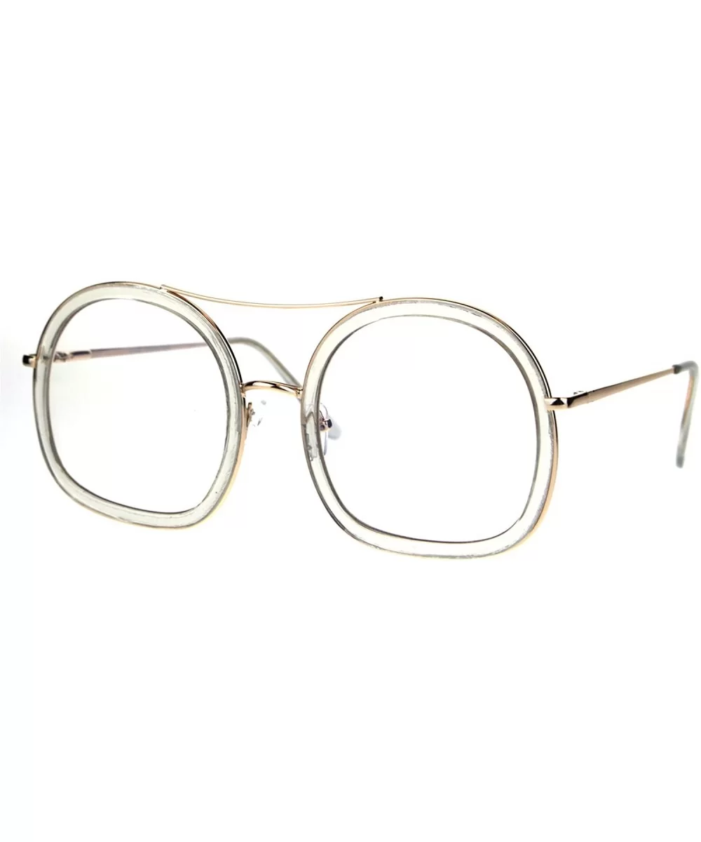 Womens Double Rim Designer Clear Lens Eye Glasses - Clear - CO186GETQIA $16.86 Round