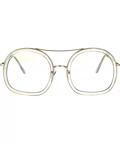 Womens Double Rim Designer Clear Lens Eye Glasses - Clear - CO186GETQIA $16.86 Round