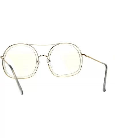 Womens Double Rim Designer Clear Lens Eye Glasses - Clear - CO186GETQIA $16.86 Round