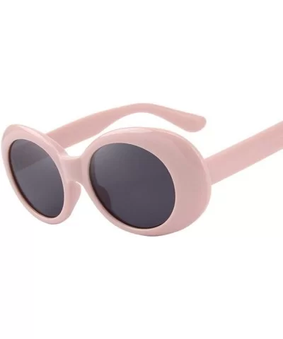 Fashion Oval Women Sunglasses Brand Designer Sunglasses S6124 C01 Black - C02 Pink - CW18XGEEG53 $18.43 Oval