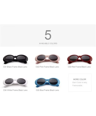 Fashion Oval Women Sunglasses Brand Designer Sunglasses S6124 C01 Black - C02 Pink - CW18XGEEG53 $18.43 Oval