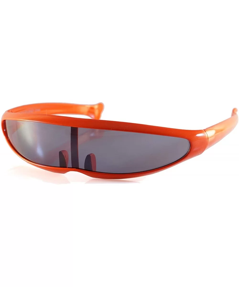 Futuristic Smoke Mono Lens Color Frame Cyber Robot Sunglasses A274 - Red - CP18RUQ5X2E $13.58 Shield