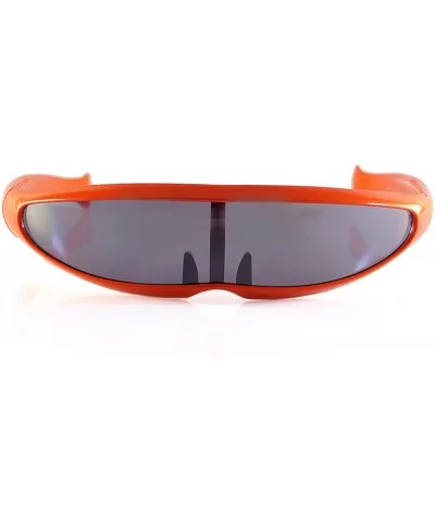 Futuristic Smoke Mono Lens Color Frame Cyber Robot Sunglasses A274 - Red - CP18RUQ5X2E $13.58 Shield