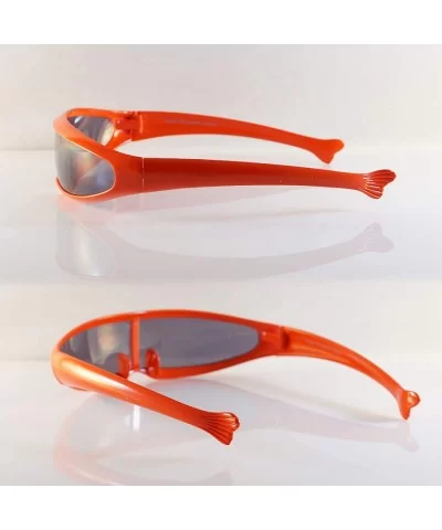 Futuristic Smoke Mono Lens Color Frame Cyber Robot Sunglasses A274 - Red - CP18RUQ5X2E $13.58 Shield