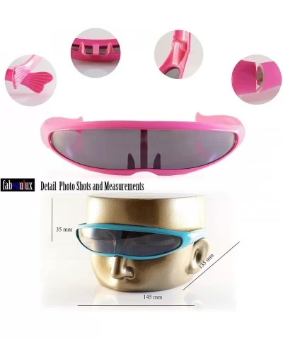 Futuristic Smoke Mono Lens Color Frame Cyber Robot Sunglasses A274 - Red - CP18RUQ5X2E $13.58 Shield