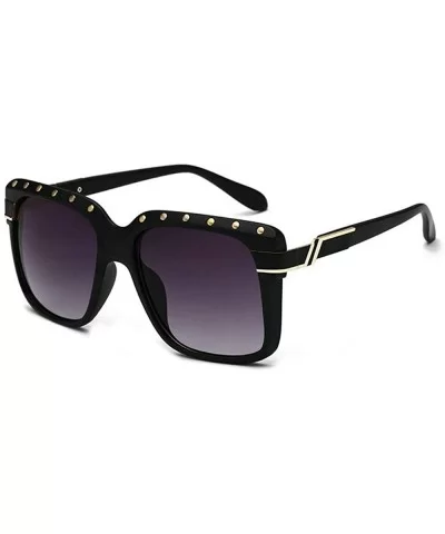 2018 Fashion Square Shield Style Sunglasses Unisex oversized Rivets Sun Glasses UV400 - Matte&black - CB18M4CEO98 $20.27 Over...