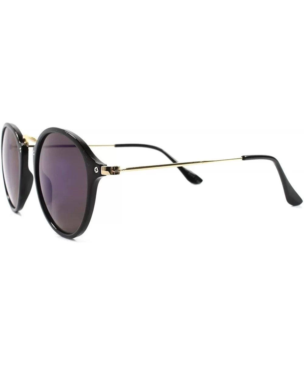 Mirror Lens Mens Womens Hip Classic Vintage Retro Circle Round Sunglasses - Black & Gold - C41892GHXA5 $18.13 Round