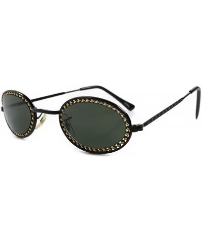 Vintage Old School 80s 90s Oval Sunglasses - Black - C218ECE506E $18.13 Oval