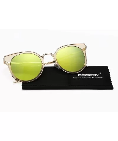 Fashion Cateye Sunglasses Women Cat eye Ladies Sun glasses UV400 Metal Frame B2256 - Yellow - CC18SO5SSYQ $17.54 Cat Eye