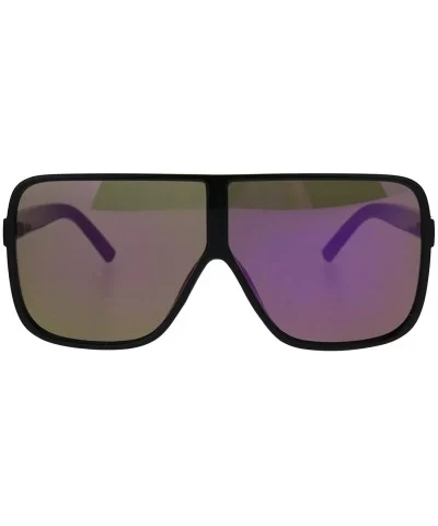 Thin Plastic Color Mirror Large Racer Mob Sunglasses - Black Purple - CX186C28AY5 $17.80 Oversized