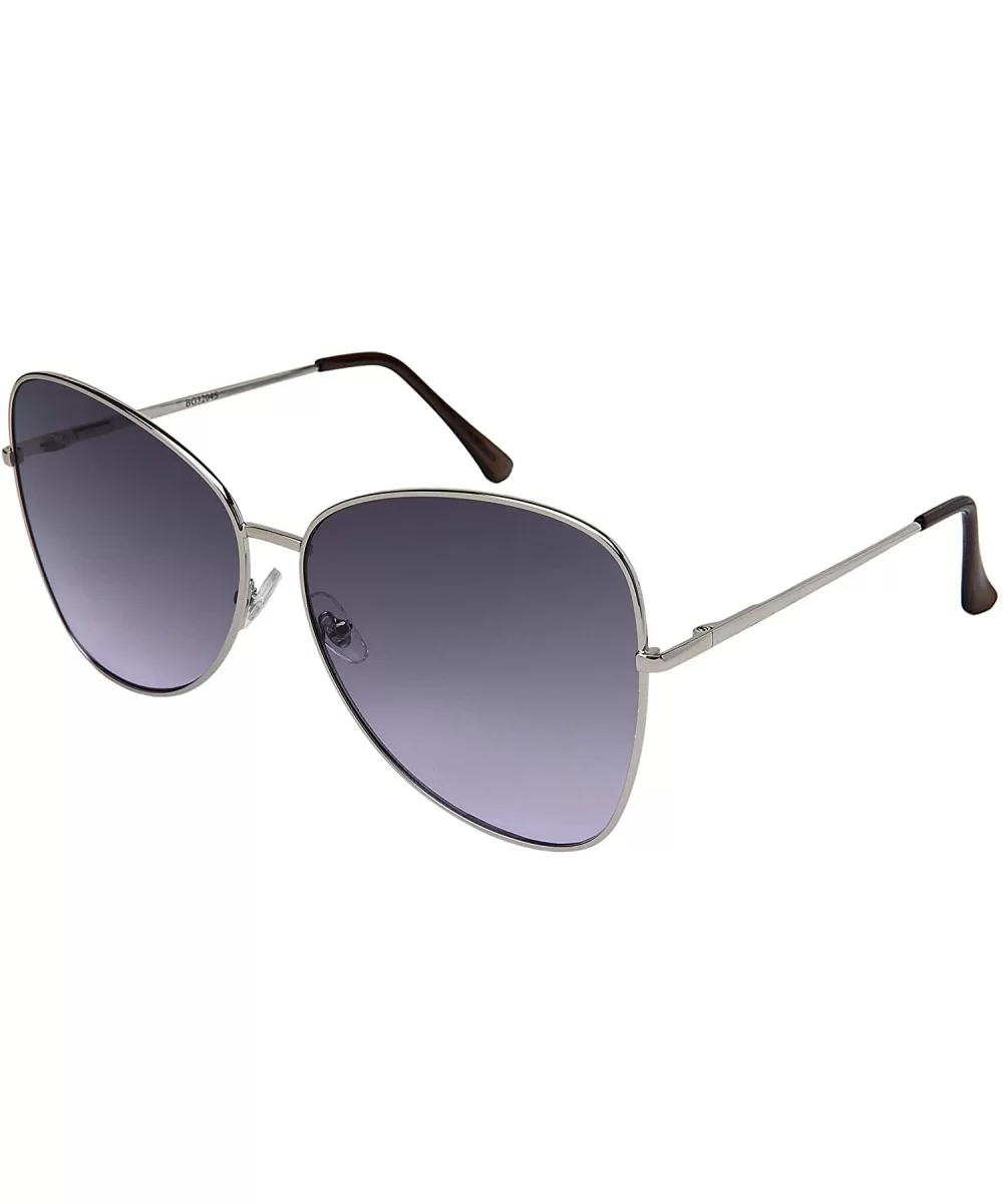 Fashion Oversized Butterfly Sunglasses Protection - Silver Frame/Grey-purple Lens - C618XWGDZ2U $13.04 Oversized