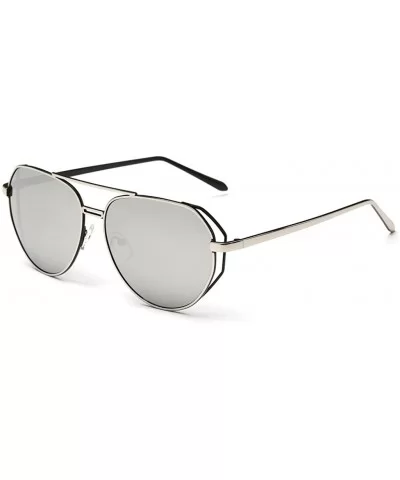 Women's Vintage Classic Full Mirrored Aviator Sunglasses UV400 59mm - Silver/Silver - CW12FPZNL6L $18.73 Aviator