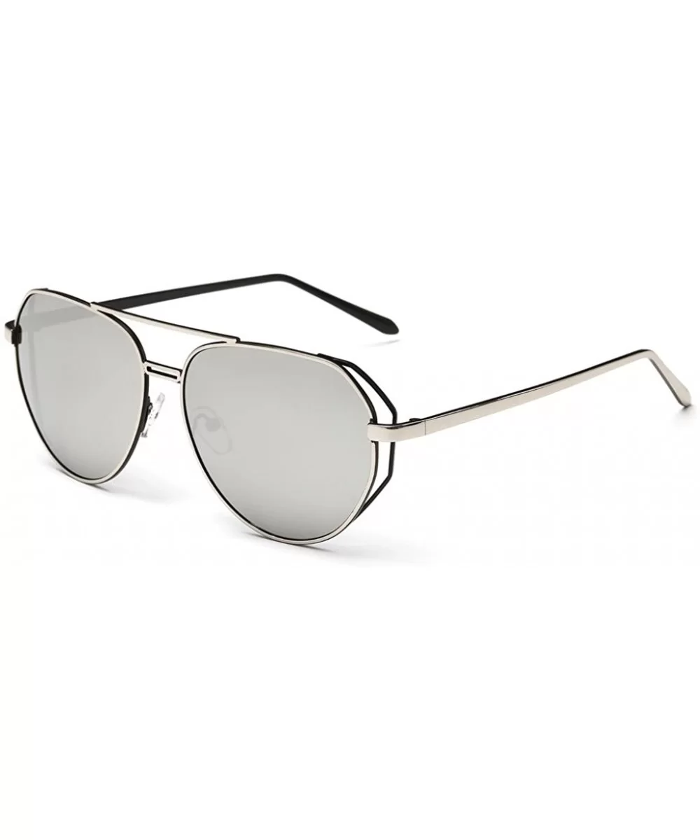 Women's Vintage Classic Full Mirrored Aviator Sunglasses UV400 59mm - Silver/Silver - CW12FPZNL6L $18.73 Aviator