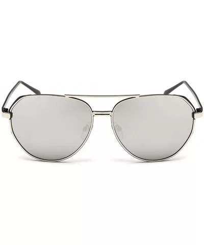 Women's Vintage Classic Full Mirrored Aviator Sunglasses UV400 59mm - Silver/Silver - CW12FPZNL6L $18.73 Aviator