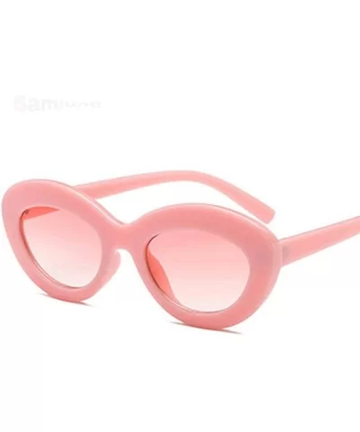 2019 Oval Sunglasses Women Vintage Sunglass Women's Brand Designer Pink C1 - C5 - CS18XQZW0UN $13.05 Aviator