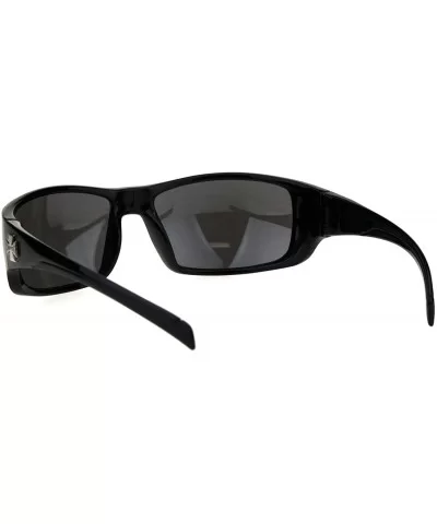 90s Classic Mens Biker Gangster Plastic Sunglasses - Black Silver Mirror - C118HZ77A2D $13.99 Rectangular